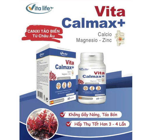 Canxi Hữu Cơ Tảo Biển Vita Calmax+ 60 Viên - Bổ Sung Canxi, Magie, Vitamin D3 và K2 Giúp Xương Khỏe Mạnh