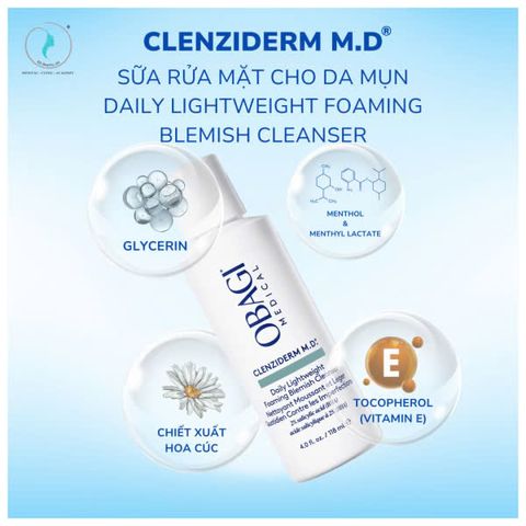 Sữa Rửa Mặt Obagi Foaming Blemish Cleanser 7 Tác Dụng - Làm Sạch Mụn, Tẩy Tế Bào Chết, Dành Cho Da Dầu Mụn, 2% Salicylic Acid