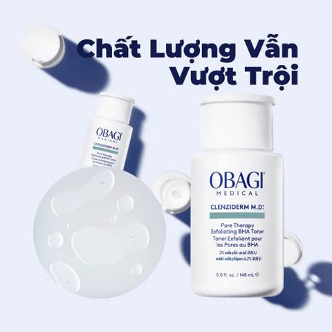Toner BHA Tẩy Da Chết Obagi CLENZIderm M.D. 148ml - Giảm Mụn, Kiểm Soát Dầu Nhờn, Cải Thiện Lỗ Chân Lông