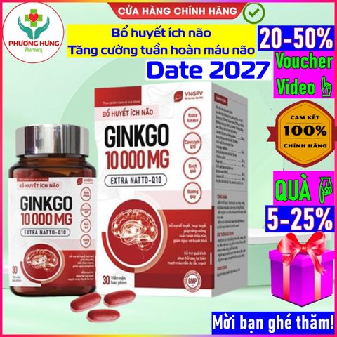 Bổ huyết ích não GINKGO 10000 của Thung lũng xanh-Hộp 30v,60v