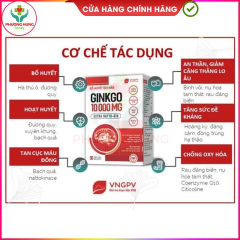 Bổ huyết ích não GINKGO 10000 của Thung lũng xanh-Hộp 30v,60v