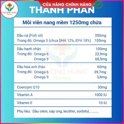 Viên uống Omega Fish Oil Nin Nam Dược - Bổ sung Omega 3 và Vitamin A tốt cho não bộ, thị giác - Lọ 60 viên