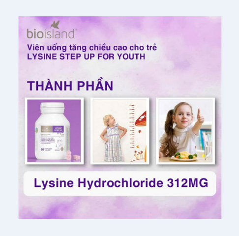 Viên uống tăng chiều cao Bio Island Lysine Step Up 60 viên - Hỗ trợ phát triển chiều cao và tăng cường sức đề kháng cho trẻ em từ 6 tuổi.