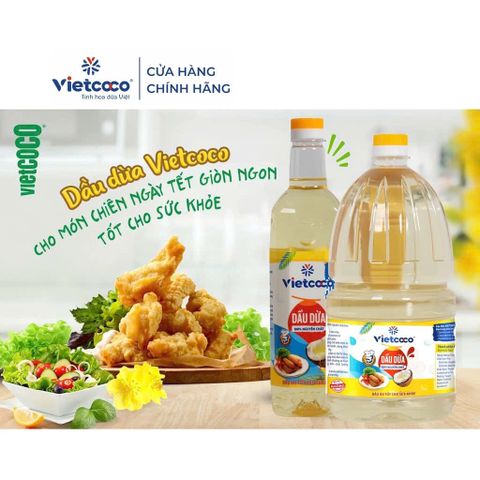 Dầu dừa Vietcoco cooking chai - 2 lít