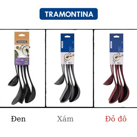 Bộ 5 Dụng Cụ Nấu Ăn Tramontina - Muỗng, Muôi, Xẻng Nhựa Chịu Nhiệt 180 Độ, Tiện Dụng Cho Nhà Bếp, Sản Xuất Tại Brazil