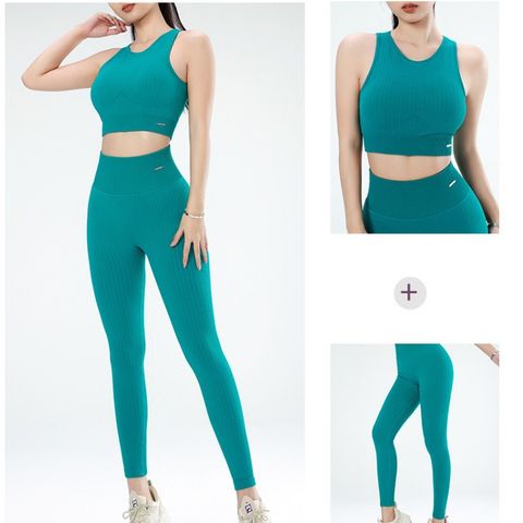 Bộ Đồ Tập Yoga Nữ Dệt Kim Có Đệm Chống Sốc Ngực - Áo Bra & Quần Lưng Cao Thoáng Mát, Thời Trang Thể Thao Cao Cấp