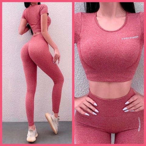 Set Quần Áo Tập Gym Nữ Cao Cấp - Thể Thao Yoga, Fitness, Chạy Bộ Màu Hồng/Xám Đen/Xanh, Tặng Kèm Mút Ngực êm ái