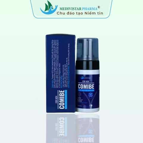 Dung Dịch Vệ Sinh Nam Giới Comibe 100ml - Bọt Làm Sạch Vùng Kín, Kháng Khuẩn Nano Berberin, Hỗ Trợ Khử Mùi và Viêm Nhiễm