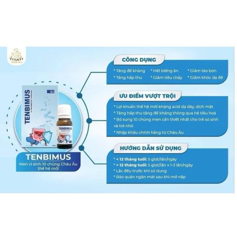 Men Vi Sinh 10 Chủng Tenbimus cho Trẻ Em - Bổ Sung Lợi Khuẩn và Hỗ Trợ Tiêu Hóa, Phát Triển Toàn Diện Sức Khỏe