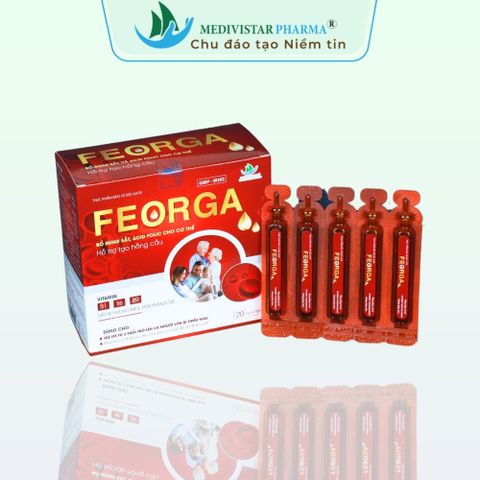 Sắt Hữu Cơ Dạng Nước Feorga - Bổ Sung Sắt và Acid Folic Cho Bà Bầu - Hộp 20 Ống X 10ml Hỗ Trợ Giảm Thiếu Máu