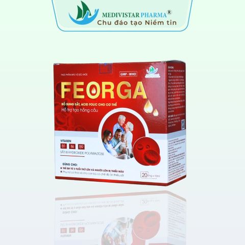 Sắt Hữu Cơ Dạng Nước Feorga - Bổ Sung Sắt và Acid Folic Cho Bà Bầu - Hộp 20 Ống X 10ml Hỗ Trợ Giảm Thiếu Máu