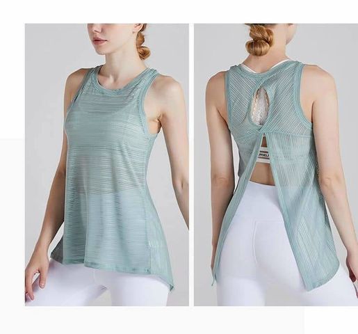 Áo tank top lưới nữ buộc dây phía sau - Phong cách thể thao thời trang, mặc 2 kiểu, mềm mịn, dễ phối các set đồ mùa hè