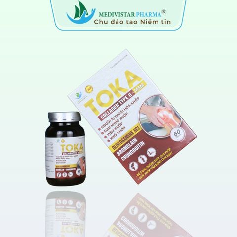 Viên uống Toka hỗ trợ xương khớp - 60 viên Glucosamine, Chondroitin, MSM, Vitamin D3 - Giảm đau khớp, cải thiện sự linh hoạt