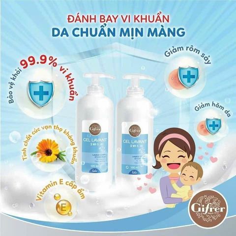 Sữa Tắm Gội 2 Trong 1 Cho Bé Gifrer Gel Lavant 500ml - Chăm Sóc Da Nhạy Cảm, Không Chất Độc Hại, Dưỡng Ẩm Mềm Mại