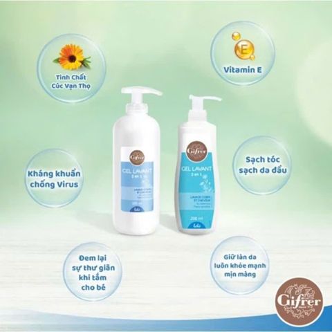 Sữa Tắm Gội 2 Trong 1 Cho Bé Gifrer Gel Lavant 500ml - Chăm Sóc Da Nhạy Cảm, Không Chất Độc Hại, Dưỡng Ẩm Mềm Mại