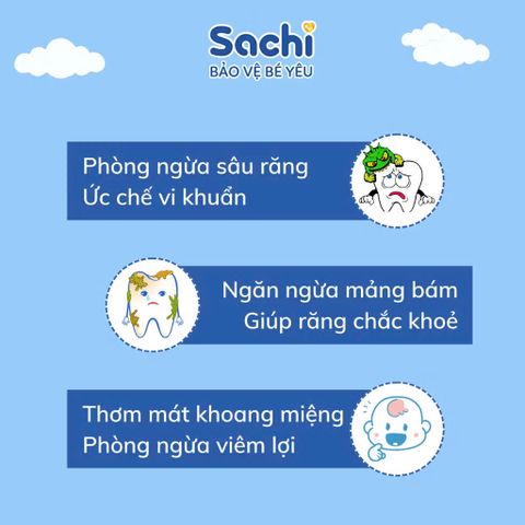 Kem đánh răng Sachi cho bé 60g - Ngăn ngừa sâu răng, hương vị thơm ngon, an toàn cho trẻ từ 2 tuổi trở lên