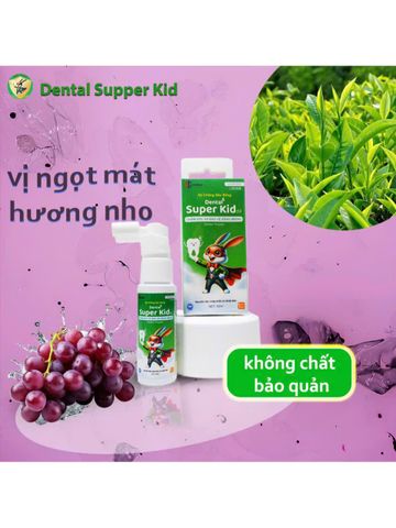 Xịt Chống Sâu Răng Dental Super Kid 50ml - Bảo Vệ Răng Miệng Cho Trẻ Em, Ngăn Ngừa Sâu Răng Hiệu Quả, Hương Vị Trái Cây Thích Hợp