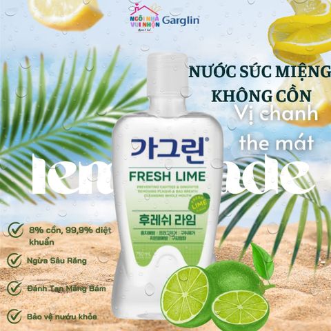 Nước Súc Miệng Garglin Không Cồn 750ml - Chăm Sóc Sức Khỏe Răng Miệng An Toàn Cho Người Lớn Và Trẻ Em Từ 6 Tuổi Trở Lên