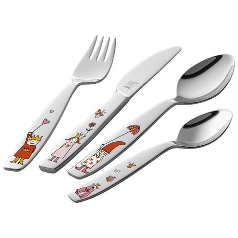 Bộ Dao Thìa Dĩa Trẻ Em Zwilling Emilie - Bộ 4 Món Hình Nhân Vật Ngộ Nghĩnh, Chất Liệu Inox 18/10, Dành Cho Trẻ Từ 3 Tuổi