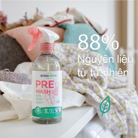 Xịt Xử Lý Vết Bẩn Trước Khi Giặt Stanhome PreWash Ecolabel 500ml - Tẩy Thế Giới Bẩn, An Toàn Với Enzym Tự Nhiên, Tối Ưu Cho Mọi Loại Vải