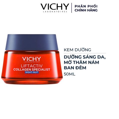 Kem dưỡng Vichy Liftactiv Collagen hỗ trợ trắng da, mờ thâm nám ban đêm 50ml