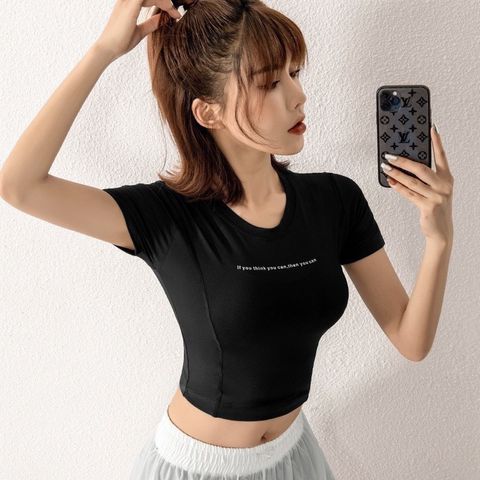Áo Thun Croptop Nữ Tập Gym, Yoga, Zumba - Vải Polyester Cao Cấp Mịn, Form Body - Thời Trang Năng Động, Mặc Đi Chơi, Tặng Kèm Mút Độn Ngực