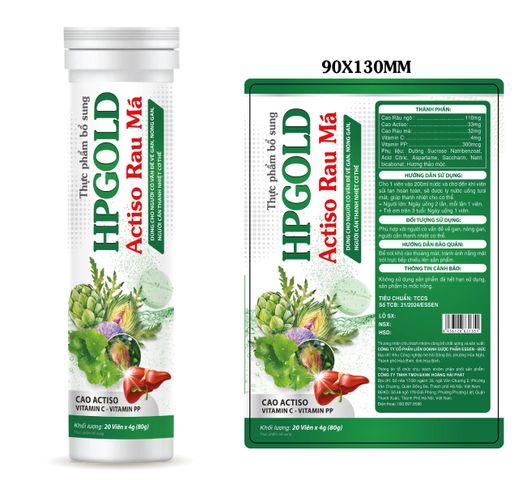 Viên Sủi HPGOLD Actiso Multi Rau Má, Râu Ngô Giúp Thanh Nhiệt, Mát Gan (20 viên)