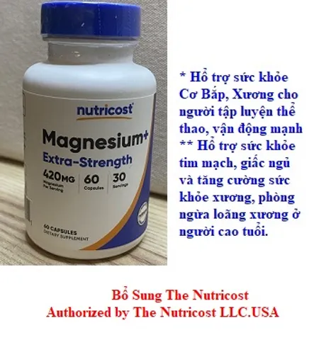 MAGNESIUM EXTRA STRENGTH-NUTRICOST-420MG-60VIEN-XƯƠNG-CƠ BẮP- TIM MẠCH