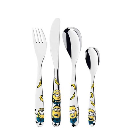 Bộ dao thìa dĩa trẻ em WMF Minions 4 món - Dụng cụ ăn uống inox an toàn cho trẻ từ 3 tuổi - Quà tặng dễ thương cho bé