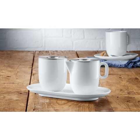 Bộ 2 Hũ Đựng Đường và Sữa WMF Barista - Gốm Cao Cấp và Thép Không Gỉ, Thiết Kế Sang Trọng, Dễ Dàng Vệ Sinh
