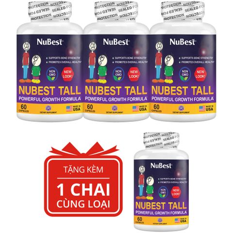 Viên uống Tăng Chiều Cao NuBest Tall New Look - Hỗ Trợ Phát Triển Xương, Chắc Khỏe Cho Trẻ Em 5-18 Tuổi (Combo 3 Tặng 1)