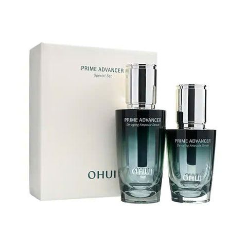 Set Tinh Chất Ohui Prime Advancer De-Aging Ampoule Serum 50ml + 20ml - Chống Oxy Hóa, Làm Trẻ Hóa Da, Phục Hồi Da Tổn Thương
