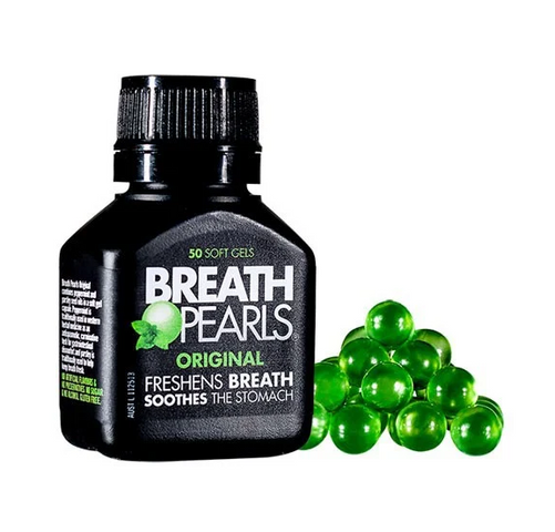 Viên Uống Thơm Miệng Breath Pearls của Úc - Hỗ Trợ Khử Mùi Hôi Miệng, Hương Bạc Hà Tự Nhiên, 50 Viên Sạch Khuẩn