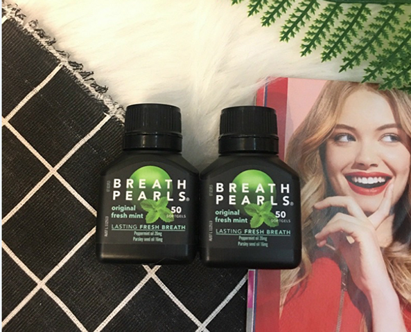 Viên Uống Thơm Miệng Breath Pearls của Úc - Hỗ Trợ Khử Mùi Hôi Miệng, Hương Bạc Hà Tự Nhiên, 50 Viên Sạch Khuẩn