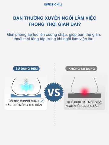 Đệm Lót Ngồi Ghế Gỗ OFFICE CHILL - Nệm Cao Su Non Thoáng Khí Cho Ghế Văn Phòng, Hỗ Trợ Sức Khỏe Người Dùng, Giảm Đau Mỏi