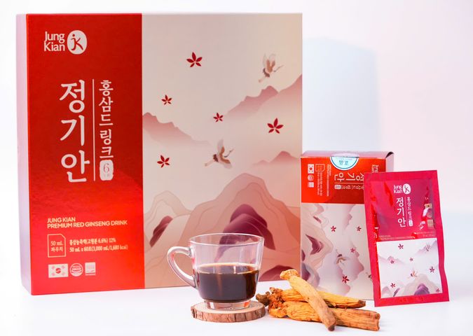 Nước Uống Hồng Sâm Jung Kian Premium - Giải Pháp Bổ Sung Sức Khỏe Từ Hồng Sâm 6 Năm Tuổi - 60 Gói X 50ml
