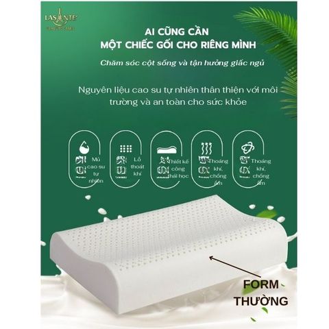 Gối Cao Su Tự Nhiên Cao 10 Cm - Chính Hãng Lasante