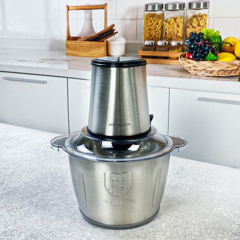 Máy Xay Thịt Cối Inox LocknLock EJM172 (2L) - Thiết Kế Sang Trọng, Xay Đa Năng Nhanh Chóng, Hàng Chính Hãng Bảo Hành 2 Năm