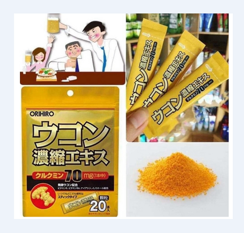 Tinh Bột Nghệ Giải Rượu Orihiro Nhật Bản - Hỗ Trợ Giải Độc Gan và Giảm Say, 20 Gói (70mg)