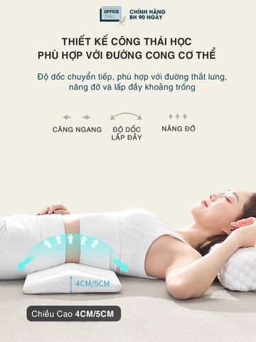 Đệm Kê Lưng Ngủ OFFICE CHILL - Đệm Memory Foam Cao Su Non Hỗ Trợ Đau Lưng, Thoát Vị Đĩa Đệm, Giấc Ngủ Thoải Mái