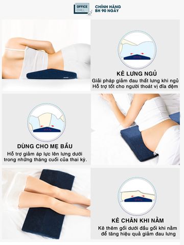 Đệm Kê Lưng Ngủ OFFICE CHILL - Đệm Memory Foam Cao Su Non Hỗ Trợ Đau Lưng, Thoát Vị Đĩa Đệm, Giấc Ngủ Thoải Mái