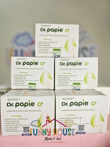 Gạc Rơ Lưỡi, Vệ Sinh Răng Miệng Cho Bé Dr Papie - Hộp 10 gói
