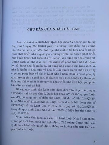Hướng dẫn thi hành Luật Nhà ở 2023 - Sách pháp luật, NXB Chính trị Quốc gia Sự thật, 592 trang, Cập nhật quy định mới nhất