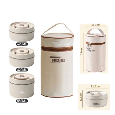 Hộp Cơm Giữ Nhiệt 3 Tầng Lunch Box 1500ml, Thiết Kế Thông Minh Kèm Đũa Thìa - Dùng Trong Lò Vi Sóng, Tiện Dụng Cho Học Sinh Văn Phòng