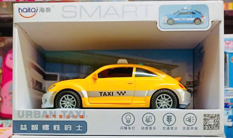 Đồ chơi xe ô tô taxi có đèn và âm thanh 9901, mở được cửa Chọn màu ngẫu nhiên với ánh sáng và âm thanh sinh động 