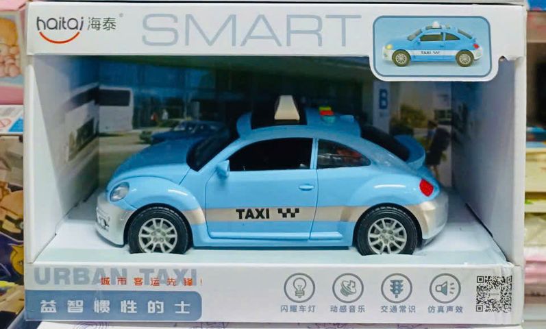 Đồ chơi xe ô tô taxi có đèn và âm thanh 9901, mở được cửa Chọn màu ngẫu nhiên với ánh sáng và âm thanh sinh động 