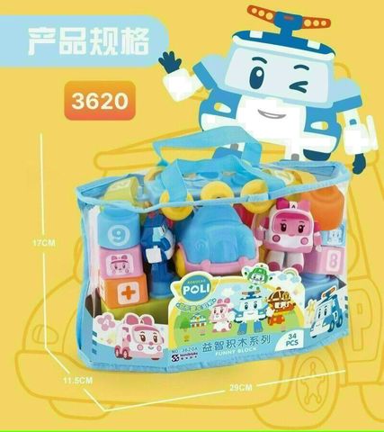 Đồ chơi xếp hình Robocar Poli có 34 chi tiết mã 3620 chọn màu ngẫu nhiên