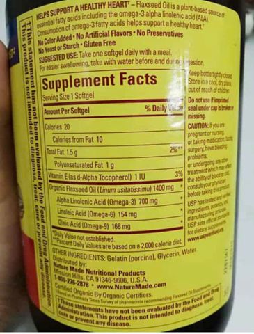 Viên uống dầu hạt lanh Omega 3 6 9 Nature Made Flaxseed Oil 1400mg - 300 viên bổ sung sức khỏe tim mạch, hàng nhập Mỹ