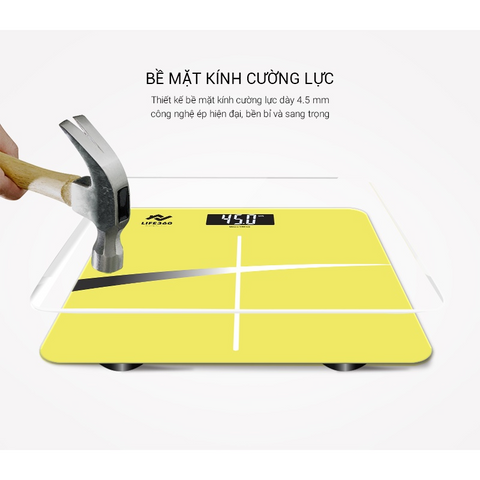 Cân Điện Tử Sức Khỏe Life360 - Cân Thông Minh Mặt Kính Cường Lực 180kg LED Hiển Thị Rõ Nét, Tiết Kiệm Pin Tối Đa