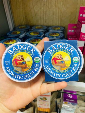 Sáp Dầu Ấm Ngực Giảm Ho Nghẹt Mũi Thành Phần Hữu Cơ Lành Tính Cho Bé BADGER Organic Chest Rub 56g.